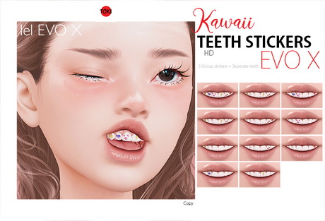 Second Life Marketplace - ::TOKI:: Kawaii Teeth Stickers ::lel Evo X HD::